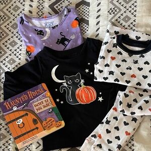 Toddler girl Halloween cat shirts and pajamas